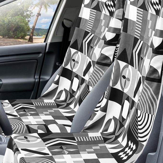 Hahafelt 2 Pack Car Seat Towel Cover with Storage Bag, Black White Abstract | 63 x 32 in Car Towel Seat Cover Non Slip Waterproof, Gym Workout Swimming Running, Machine Washable Sweat Absorbent Protector - Image 6