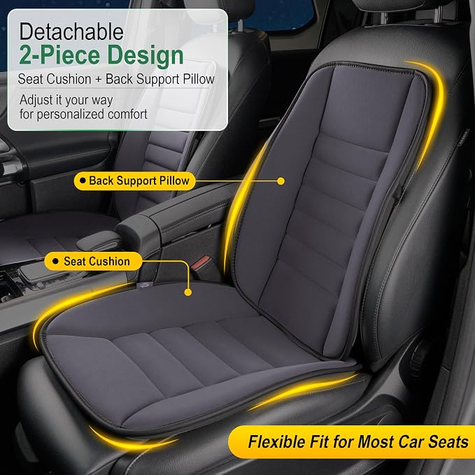 kingphenix 5-Piece Car Seat Cushion Set with Back Support | Memory Foam Car Cushion for Long Driving, Truck, Office Chair, Tailbone and Lower Back Support - Image 3