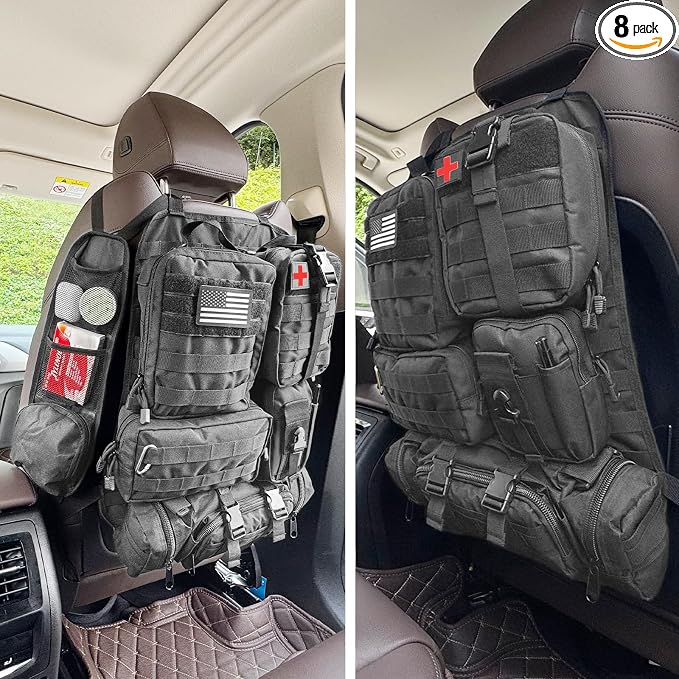 7 PACK Tactical Seat back organizer Truck organizer With 6 Detachable Pouches Universal For Car Truck Ford Jeep Military-Grade Heavier Panels With Multi-functional Packs (7 PACK -BLACK) by AIAUTOAIEVAutoPart