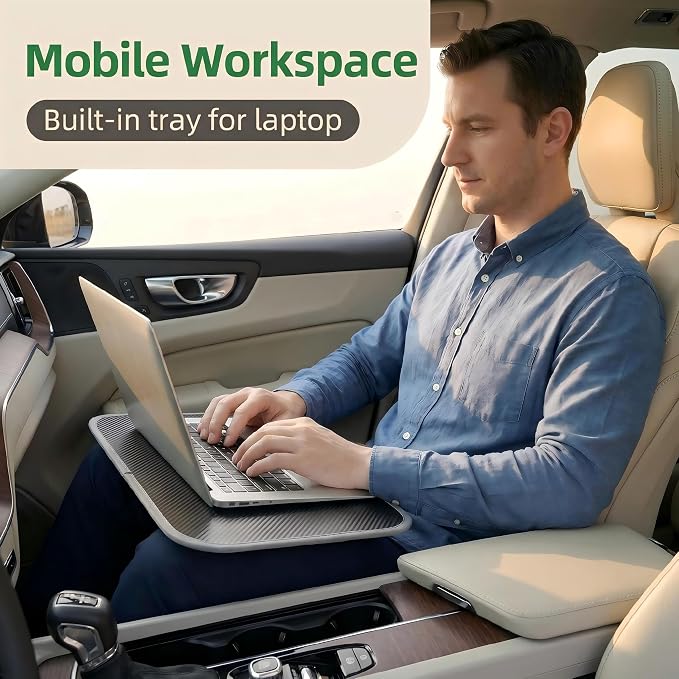Three in one Storage for car Laptop Desk, iPad Portable Laptop Tray, Home Office and Sofa, Wooden Tray, car seat Gap Filler 15.4x11.4-inch Filling seat and Console Storage. - Image 4