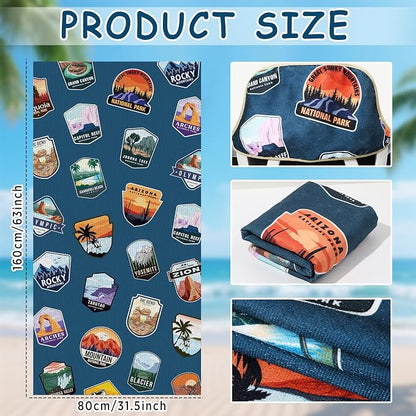 Lonfliness 2PCS Car Seat Cover Towel Non Slip Front Seat Car Seat Towel Athletic Running Towel Washable Seat Cover for Gym Workout Sweat Outdoor Sport Beach Hiking Yoga (National Park) - Image 2
