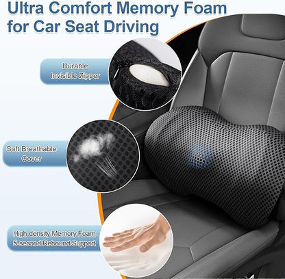 BYMECOST Lumbar Support Pillow for Car, Ergonomic Back Cushion | Memory Foam Lower Back Support Cushion with Strap for Driving, Lumbar Pillow for Pain Relief, for Office Chair, Long Sitting - Image 4