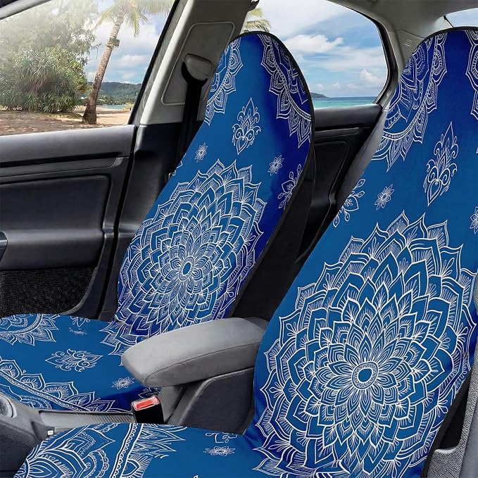2 Pack Car Seat Towel Covers, Sweat-Proof Microfiber Seat Protectors for Gym, Running, Beach & Workout, Breathable Quick-Dry, Machine Washable, Blue Mandala Print, Universal Fit - Image 5