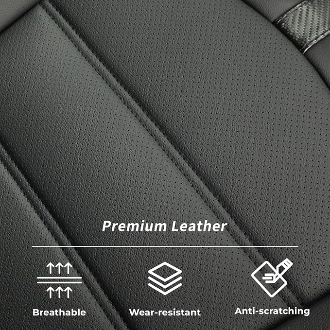 Tacoma Front Seat Covers for 2016-2023 Toyota Tacoma Double/Crew Cab SR,SR5,TRD Off Road,TRD Pro,TRD Sport,Limited Pickup,Waterproof Leather Car Seat Protector(2-Pack,Black&Carbon Fiber) - Image 6