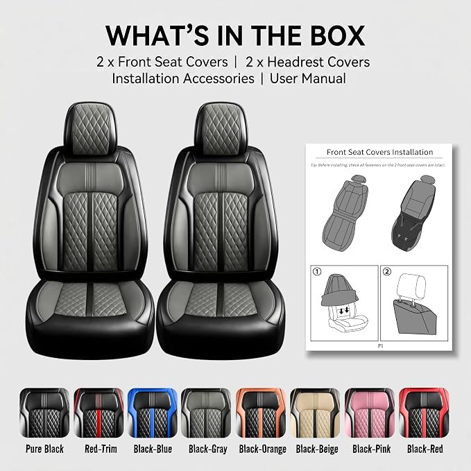 Fit CX-90 Seat Covers Custom Fit for Mazda CX-90 2024-2026, Front Pair | Premium Leather Full Coverage Protectors, Waterproof, Breathable, Scratch Resistant, Easy Wipe, Airbag Compatible, Black+Gray - Image 9