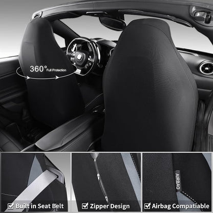 CAR PASS Waterproof High Back Car Seat Covers Front Seats with Armrest Gray | Neoprene Bucket Seat Cover, Airbag and Armrest Compatible, Built-In Seatbelt Universal Fit for Cars,Truck, Van, SUV - Image 3