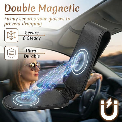 Rose Wolf Car Sunglasses Holder Universal Magnetic Visor Accessories | Floral Wolf Cars Accessories Leather Glasses Clip for Sun Visor Eyeglass Hanger Organizer for Women and Men Gifts Decor - Image 4