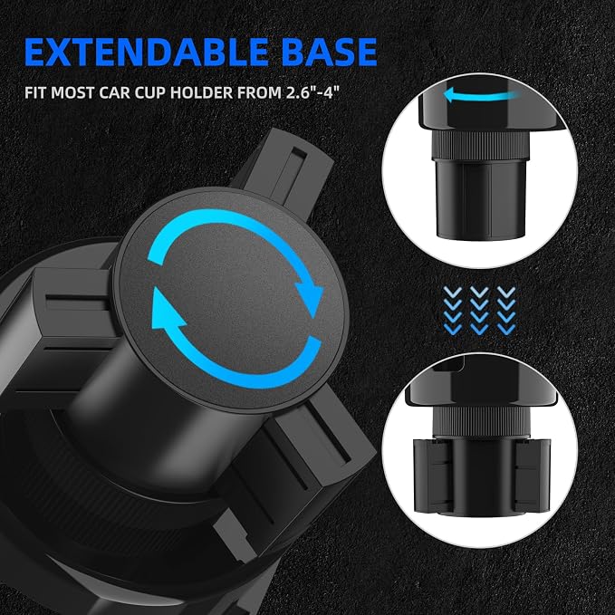 DYLEN Car Cup Holder Expander with Adjustable Base, Fits 16–46oz Bottles | Expandable Base Fits 2.5"–3.8" Cup Holders; Secures Yeti, Owala 16–46oz Bottles; 99% Phones; Anti‑slip Tabs Prevent Spills - Image 5