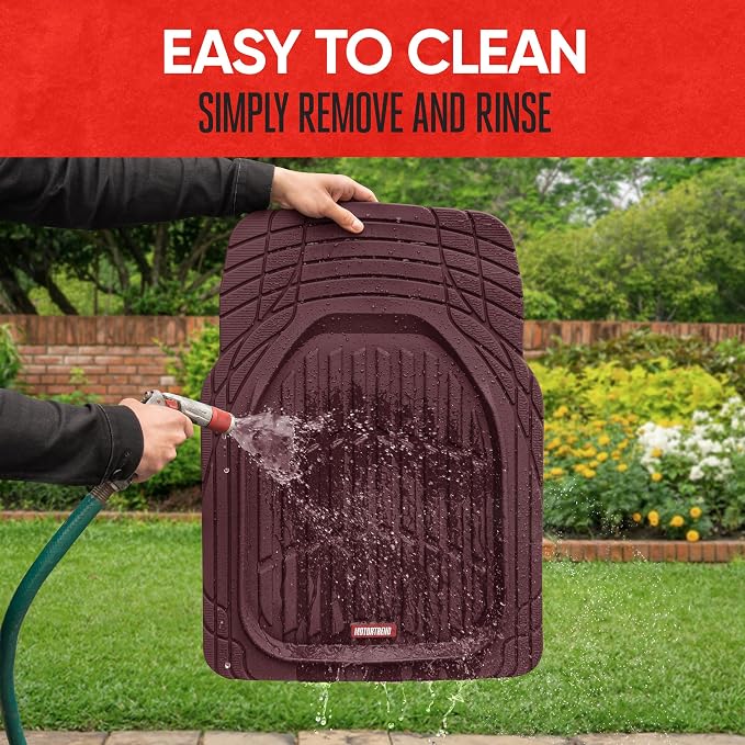 Motor Trend FlexTough Floor Mats for Cars, Burgundy Deep Dish All-Weather Car Mats, Waterproof Trim-To Fit Automotive Cars Trucks SUV, Universal Liner Accessories - Image 8