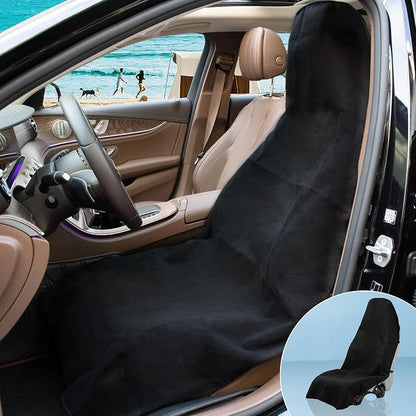 Prpeko Terry Cloth seat Cover Universal Waterproof Car Sport Towel Seat Cushion Non-Slip Sweat-Absorbent Towel Cloth Suitable for Gym Workout, Universal Fit for Car SUV Van-Black - Image 2