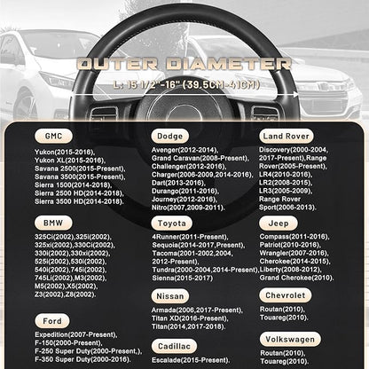 SEG Direct Car Steering Wheel Cover for F150 Tundra Range Rover 15.5"-16" | Large Size 39.5-41cm for Car Truck SUV, Microfiber Leather, Anti-Slip Grip, Auto Interior Accessories, Black - Image 5