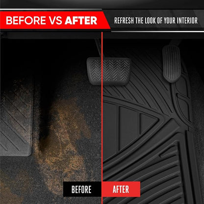Motor Trend FlexTough Performance All Weather Rubber Car Mats with Cargo Liner - Full Set Front & Rear Floor Mats for Cars Truck SUV, Automotive Floor Mats (Black) - Image 8