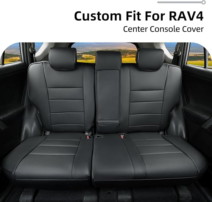 Lolcar Rav4 Seat Covers Custom Fit for Toyota Rav4 LE(NOT for Hybrid) 2013 2014 2015 2016 2017 2018,Leather Car Seat Cover for Trucks SUV Full Set,Faux Leather (Black) - Image 8