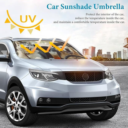 Dog Driving Car Windshield Sun Shade Umbrella, Car Windshield Sunshades Cover with 360¡ã Rotation Bendable Handle, Foldable Sun Shade for Most Vehicles - Image 4