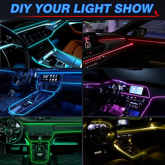 MICTUNING 6 in 1 RGB Interior Car LED Strip Lights, APP and Remote Control | Sound Active & Music Sync Mode, 16 Million Colors & 29 Dynamic Modes, Adjust Brightness, 390-Inch Fiber Optic - Image 7