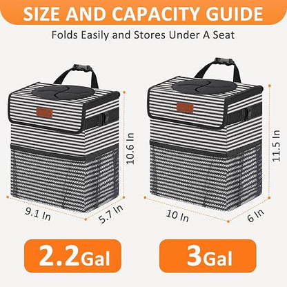 Vankor Car Trash Can with Lid Leak Proof Car Accessories for Women | 2.2 Gallon Cute Hanging Car Trash Bin for Men Car Truck Vehicle Sedan SUV Interior Automotive Garbage Cans, Stripe - Image 7