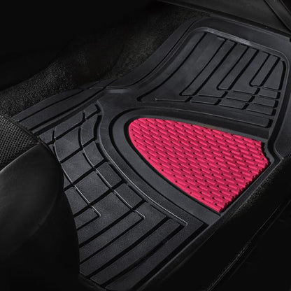 FH Group Automotive Floor Mats - Heavy-Duty Rubber Floor Mats for Cars, Universal Fit Full Set, Climaproof Floor Mats, Trimmable Floor Mats for Most Sedan, SUV, Truck Floor Mats Pink - Image 5