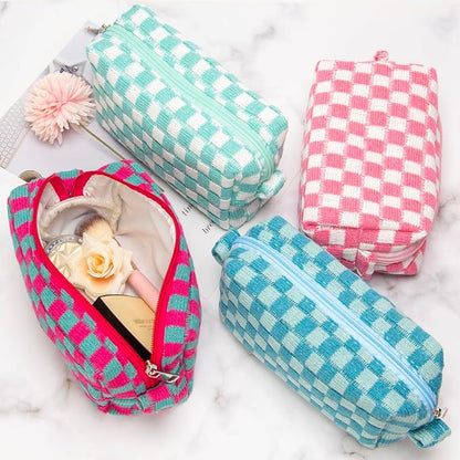 Checkered Makeup Bag for Purse, Small Cosmetic Pouch,Arctic Blue,6 Pack | Cute Zipper Makeup Organizer for Women, Travel Essentials, Toiletries, Makeup Brushes, Beauty Accessories&Bridesmaid Gifts - Image 8