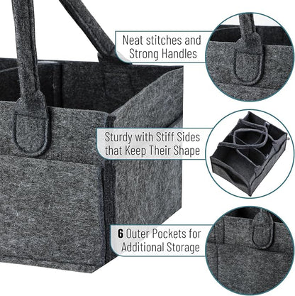Mr. Pen- Baby Diaper Caddy Organizer, Charcoal Gray | Nursery Storage Bin and Car Organizer for Diapers and Baby Wipes - Image 3