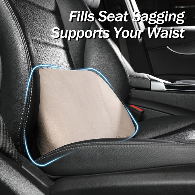 Lumbar Support Pillow,Back Pain Relief Cushion,fits tightly around the waist,Memory Foam,Skin-friendly Suede Fabric,fit Car Drive,Office chair,Rest seat,Improve Posture,Portable,15.5''Lx 8.7''H - Image 2