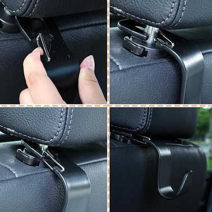 Car Headrest Hooks, 50lbs Load, Durable ABS, 4-Pack Car Hooks | 360° rotating, fits most car headrests, holds coats/purses/umbrellas/groceries, easy install, keeps car organized, Black - Image 6