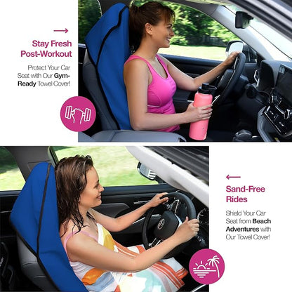 lebogner Waterproof Sweat Towel Car Seat Cover for Post Gym Workout, Running, Swimming, Beach and Hiking (Blue) - Image 3