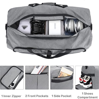 100L EXTRA LARGE Foldable Waterproof Travel Duffel Bag for Men Women Gray | with Shoe Compartment, 32" Duffle Bag for Weekender Gym Sport, Tear Resistant - Image 4