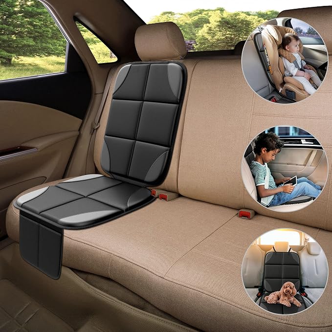 Car Seat Protector MHO+All 2 Pack Auto for Child Baby Car Seats - Large CarSeat Sit Savers Mat with Waterproof 600D Fabric & 2 Storage Pockets, Crash Test Approved - Image 3