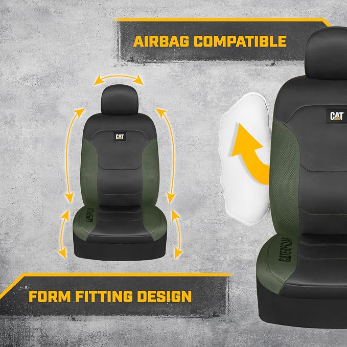 CAT Front Seat Covers for Cars (2-Pack) & 4-Piece Trim to Fit, Heavy Duty Protection, All Weather Floor Mats – Universal Fit, Waterproof Mats, Easy Install, for Trucks, SUVs, Vans, & Car Accessories - Image 5
