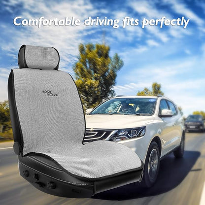 IsoTowel Car Seat Cover for Front Seat,Breathable Fabric with Non-Slip Bottom,Comfort Car Seat Protector for Cold Weather (Black & White) - Image 2