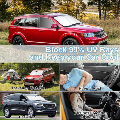 3PCS Car Window Shades Front Windshield Sun Shade Foldable Window Shade Custom Fit for Do-dge Journey 2009-2020 Accessories Car Shades for Front Windows Anti-UV Rays Block Heat - Image 6