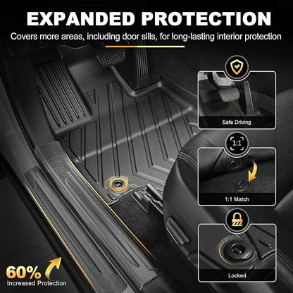 AOMSAZTO Floor Mats & Cargo & Seatback Mats & Door Sill Protector Compatible with 2019-2025 Toyota RAV4 (Not for Hybrid): All Weather Protection TPE Floor Liners Full Protection - Image 3