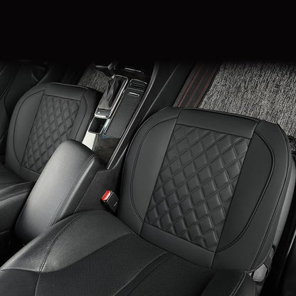 2 Pack Leather Front Car Seat Covers,Bottom Seat Covers for Cars,Driver Car Seat Cushion Cover,Luxury Seat Protectors,Waterproof,Full Wrap,for Most Vehicles,Sedan,Truck,SUV(Black) - Image 4