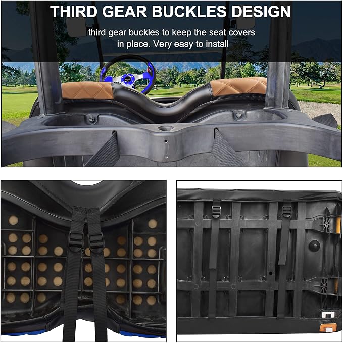 NOKINS Golf Cart Diamond Vinyl Seat Covers Fits Club Car Precedent 2004-UP | OEM Standard Front Seat Cushion,No Nails Required - Image 2