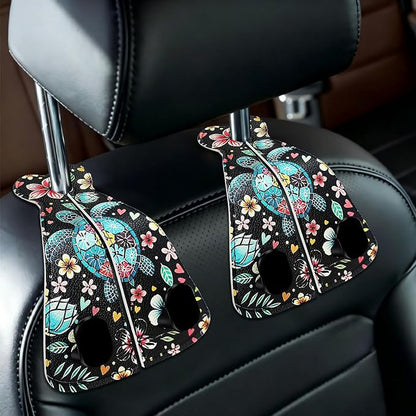 XIANGYUAN 2PCS PU Leather Car Seat Back Storage Headrest Hook,Purse Holder Bags Hanger,Women Car Accessories Organization(Green sea Turtle) by XIANGYUAN