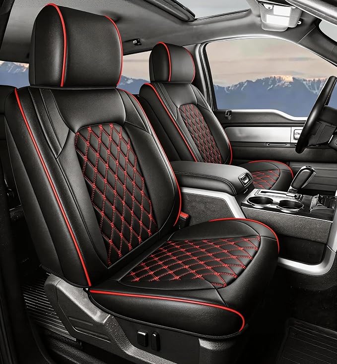 Seat Covers for Silverado/Sierra| Waterproof Leather Pickup Truck Custom Seatcovers Full Set for Chevy Silverado GMC Sierra 2014-2018 1500, 2015-2019 2500HD 3500HD Crew Double Extended Cab by Umbrauto