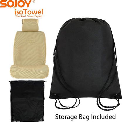 IsoTowel Car Seat Cover, Microfiber Seat Protector with Quick-Dry Non-Slip Base,Car seat Protector for All Workouts, All-Weather Honeycomb Cloth (Tan) - Image 8
