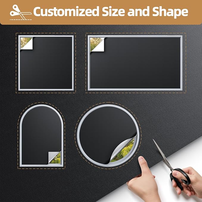Magnetic Blackout Window Cover Portable 100% Blackout Curtains for Bedroom | 40" x 58" Blackout Blinds no Drill Temporary Blackout Shades Window Film for Media Room Travel Skylight RV- Black - Image 4