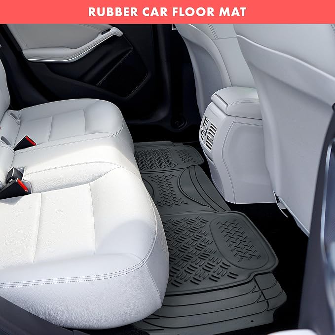 Heavy Duty Black Rubber Car Floor Mat by Vaygway –Automotive Rear Universal 1 Piece Runner Mat -Trimmable Rubber Liner Rug– Back Seat Liner – All Weather Protection for Car, Truck Van SUV - Image 3