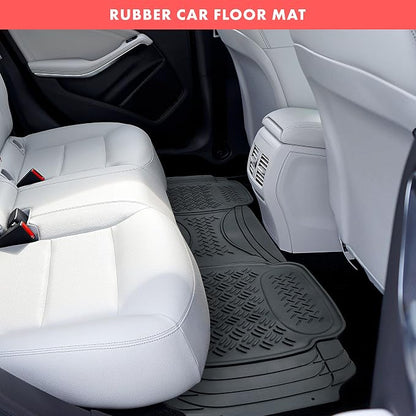 Heavy Duty Black Rubber Car Floor Mat by Vaygway –Automotive Rear Universal 1 Piece Runner Mat -Trimmable Rubber Liner Rug– Back Seat Liner – All Weather Protection for Car, Truck Van SUV - Image 3
