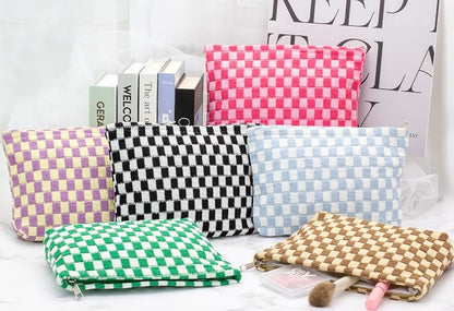 PAZIMIIK Checkered Makeup Bag for Purse, Small Flat Cosmetic Pouch,Green | Cute Zipper Makeup Organizer for Women, Travel Essentials, Toiletries, Makeup Brushes, Beauty Accessories&Bridesmaid Gifts - Image 7