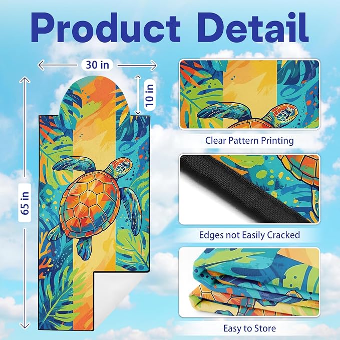 2 Pack Car Seat Towel Covers for Gym, Front Seats, Ocean Sea Turtle | Sea Sweat Protector for Front Seats Premium Thickened with Elastic Strap Breathable & Quick Dry Machine Washable Running - Image 2