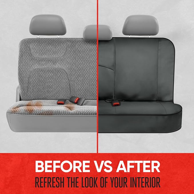 Motor Trend SpillGuard Waterproof Rear Bench Car Seat Cover, Black Stitching – Split Bench Rear Seat Protector with Neoprene Padding, Back Seat Cover for Kids & Dogs, Car Interior Covers - Image 7