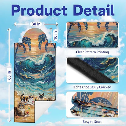 2 Pack Car Seat Towel Covers, Sweat-Proof Microfiber Seat Protectors for Gym, Running, Beach & Workout, Breathable Quick-Dry, Machine Washable, Ocean Cat Beach Print, Universal Fit - Image 2