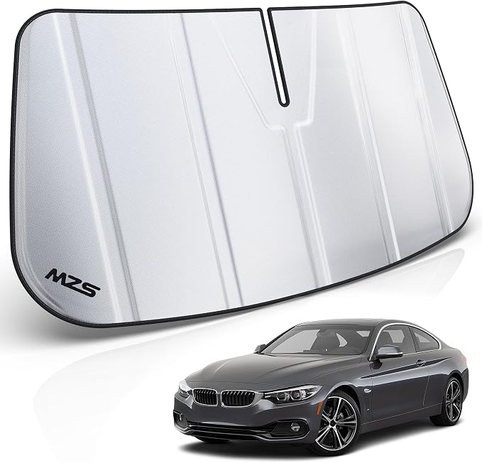 MZS Windshield Sun Shade for 4 Series Coupe 428i 430i 435i 440i M4 14-20 | 6-Layer Heat Insulation, 99% UV Blocking, Keeps Interior Cool, Full Coverage Visor, Foldable Car Window Sunshade, Storage Bag by MZS