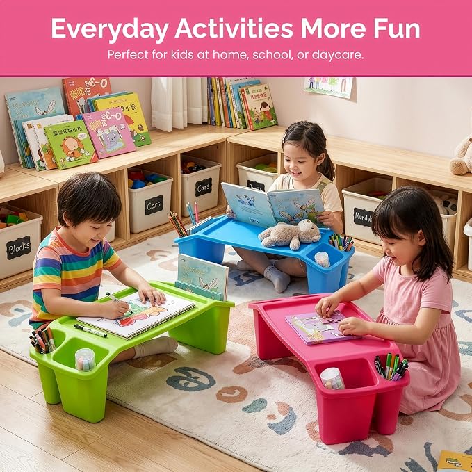 QI003253G Kids Lap Desk Tray, Portable Activity Table, Green, 1 Piece - Image 7
