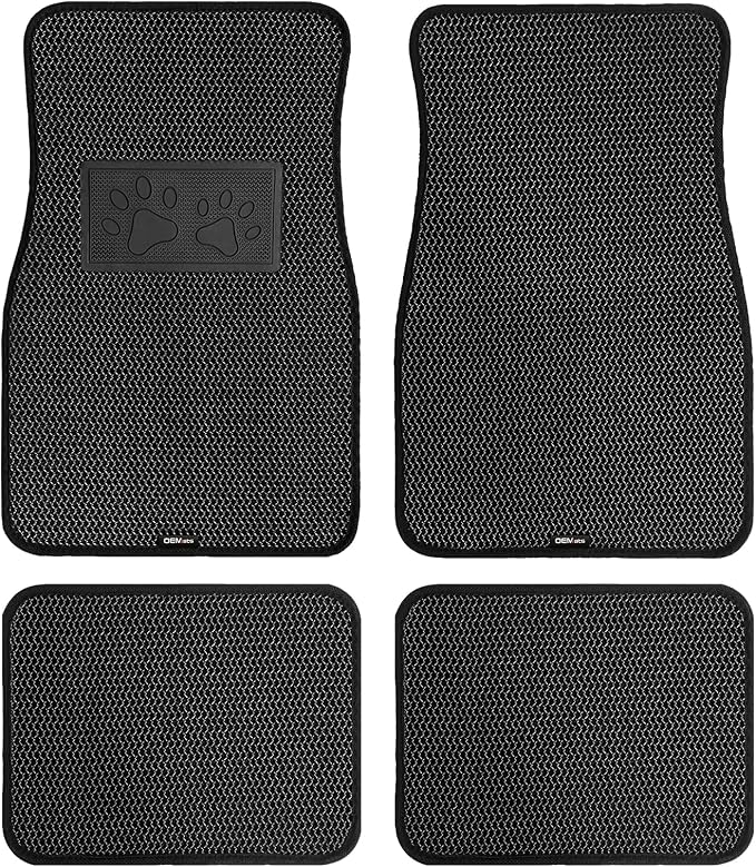 Universal Car Floor Mats, 3D Mesh Fabric All Weather Waterproof Car Floor Liners,With Anti-Slip Granule Backing&Driver Heel Pad,Efficient Dust&Dirt Resistant for Sedan,SUV,Truck,Van,Set of 4pcs - Image 8
