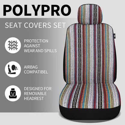 HAIYAOTIMES Baja Saddle Blanket Car Seat Covers Front Set with Seat Belt Pads, Washable Breathable Seat Covers for Cars, Universal Fit Interior Covers for Most Sedan Truck SUV, Airbag Compatible, Red - Image 3
