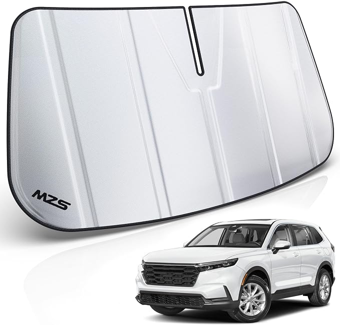 MZS Windshield Sun Shade Compatible with CRV 2023-2026 | 6-Layer Heat Insulation, 99% UV Blocking, Keeps Interior Cool, Full Coverage Visor, Foldable Car Window Sunshade, Storage Bag by MZS