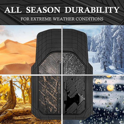 CAR PASS Heavy Rubber Car Floor Mats, Deep Waterproof Car Mats All Weather, Universal Trim-to Fit Automotive Floor Mats for Car SUV Truck Van, Durable Floor Liners Solid Black - Image 5